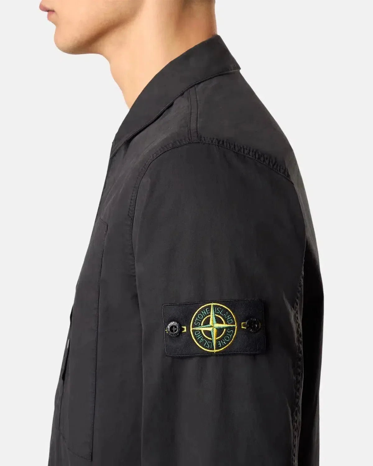 STONE ISLAND 1200033 SUPIMA COTTON TWILL STRETCH - TC OVERSHIRT BLACK | Studio DOS