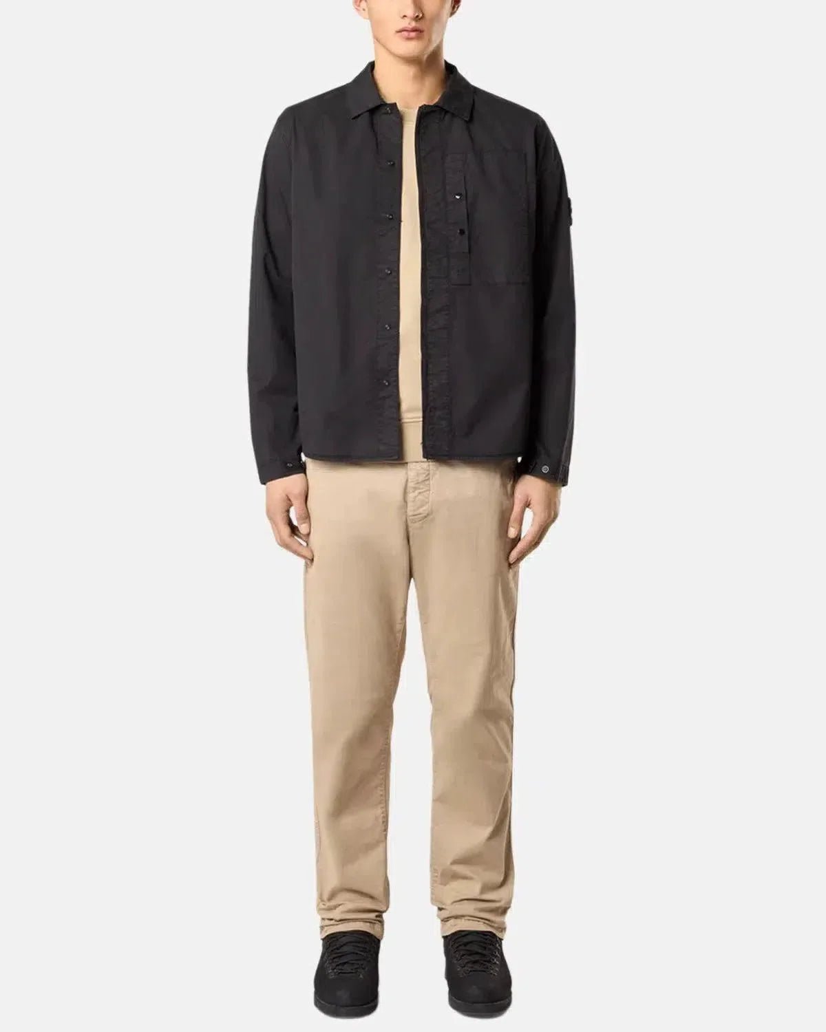 STONE ISLAND 1200033 SUPIMA COTTON TWILL STRETCH - TC OVERSHIRT BLACK | Studio DOS