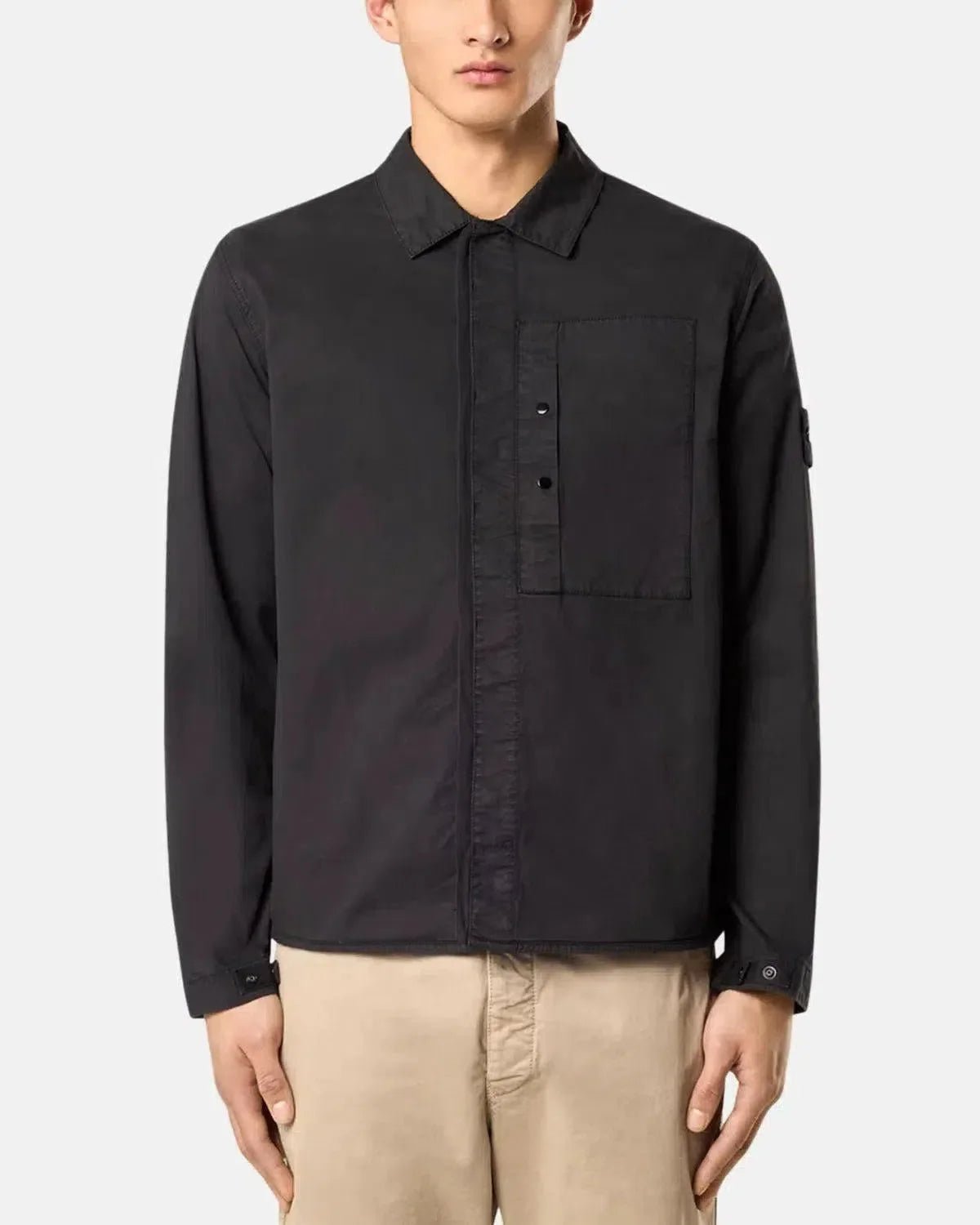 STONE ISLAND 1200033 SUPIMA COTTON TWILL STRETCH - TC OVERSHIRT BLACK | Studio DOS