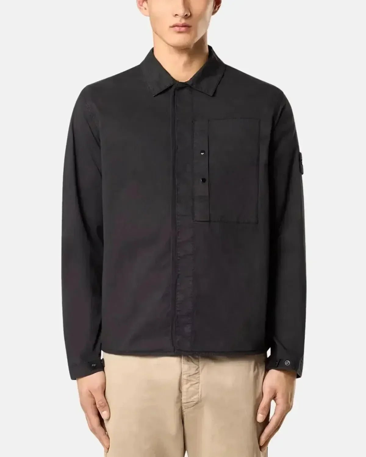 STONE ISLAND 1200033 SUPIMA COTTON TWILL STRETCH - TC OVERSHIRT BLACK | Studio DOS