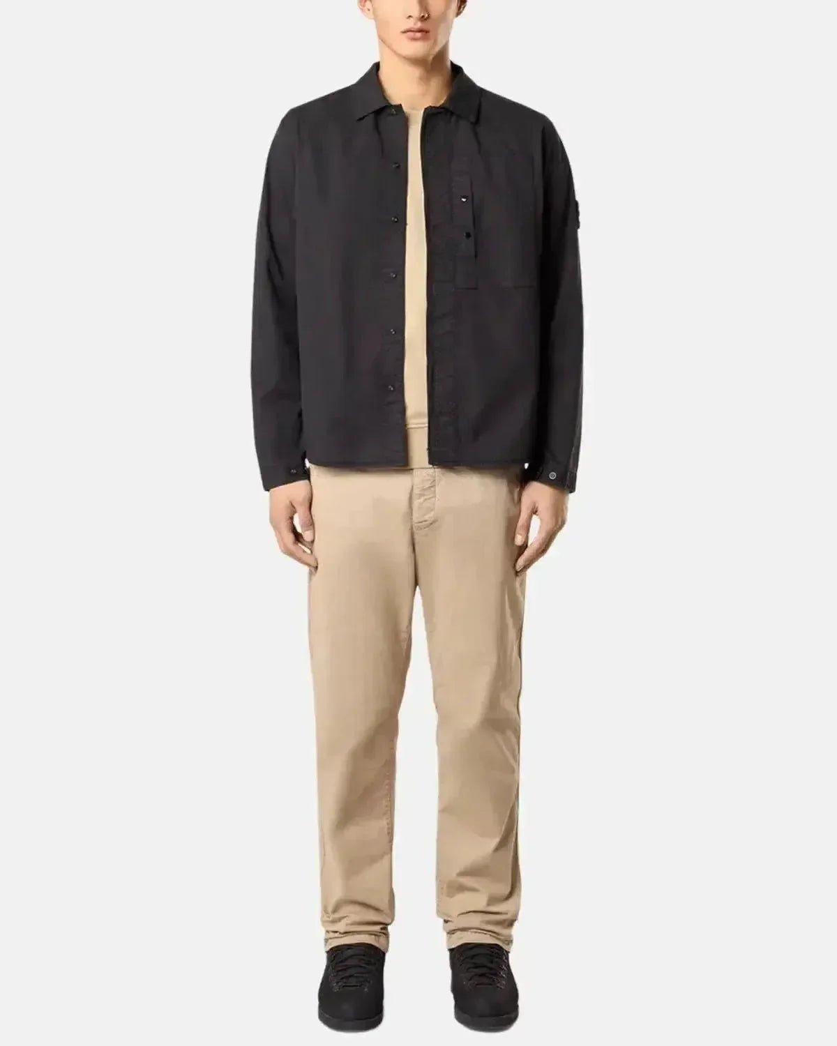 STONE ISLAND 1200033 SUPIMA COTTON TWILL STRETCH - TC OVERSHIRT BLACK | Studio DOS