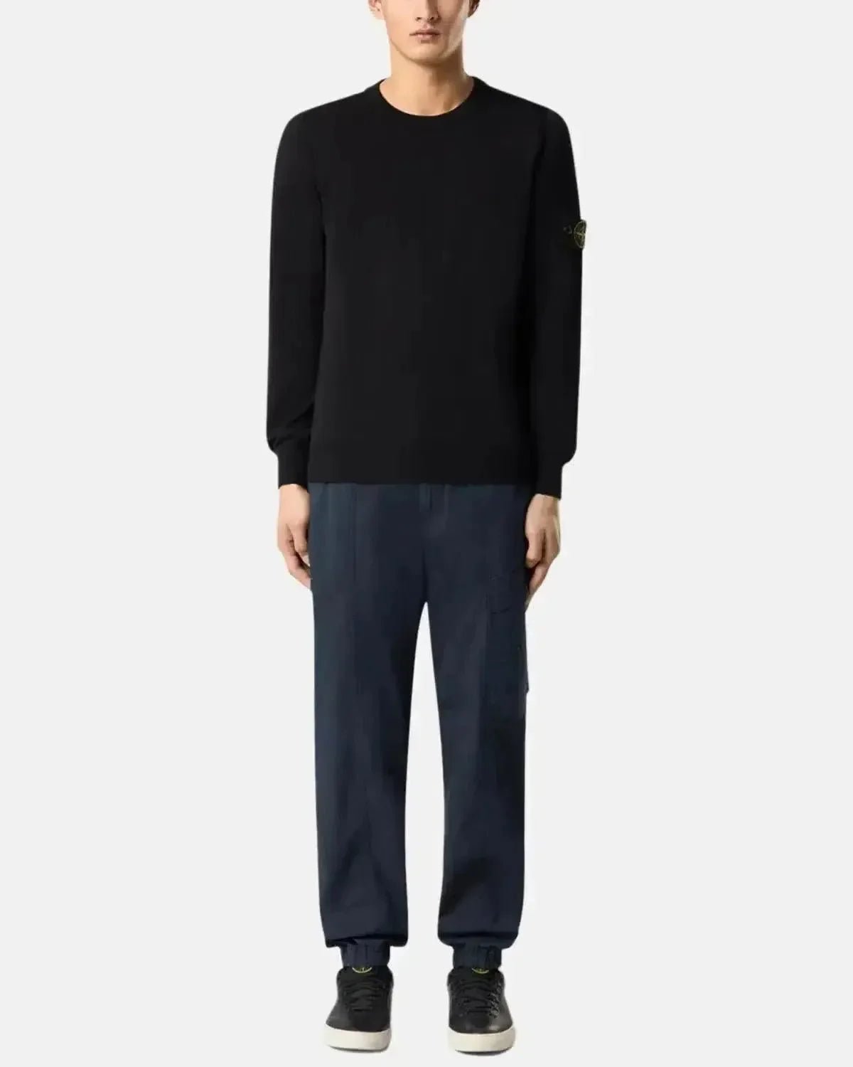 STONE ISLAND 5100053 SOFT ORGANIC COTTON CREWNECK KNIT BLACK | Studio DOS
