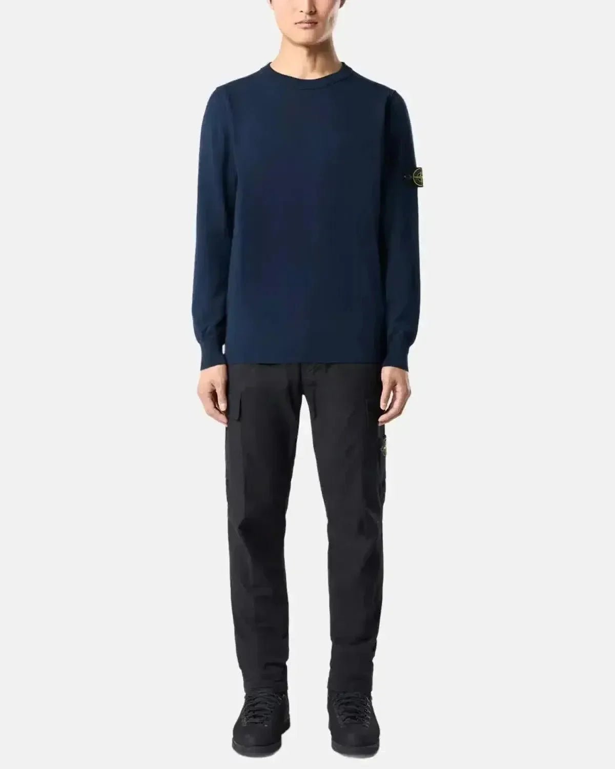 STONE ISLAND 5100053 SOFT ORGANIC COTTON CREWNECK KNIT NAVY BLUE | Studio DOS