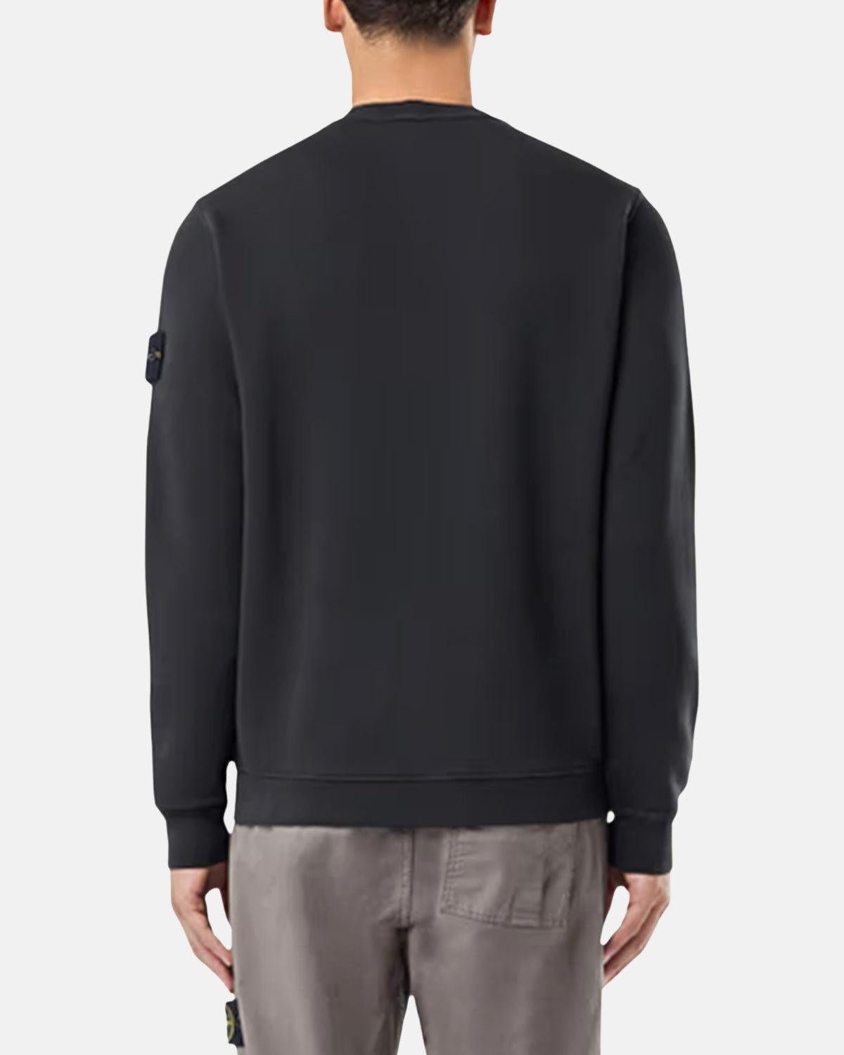STONE ISLAND 61241 ORGANIC DIAGONAL FLEECE OLD EFFECT SWEATSHIRT BLACK | Studio DOS