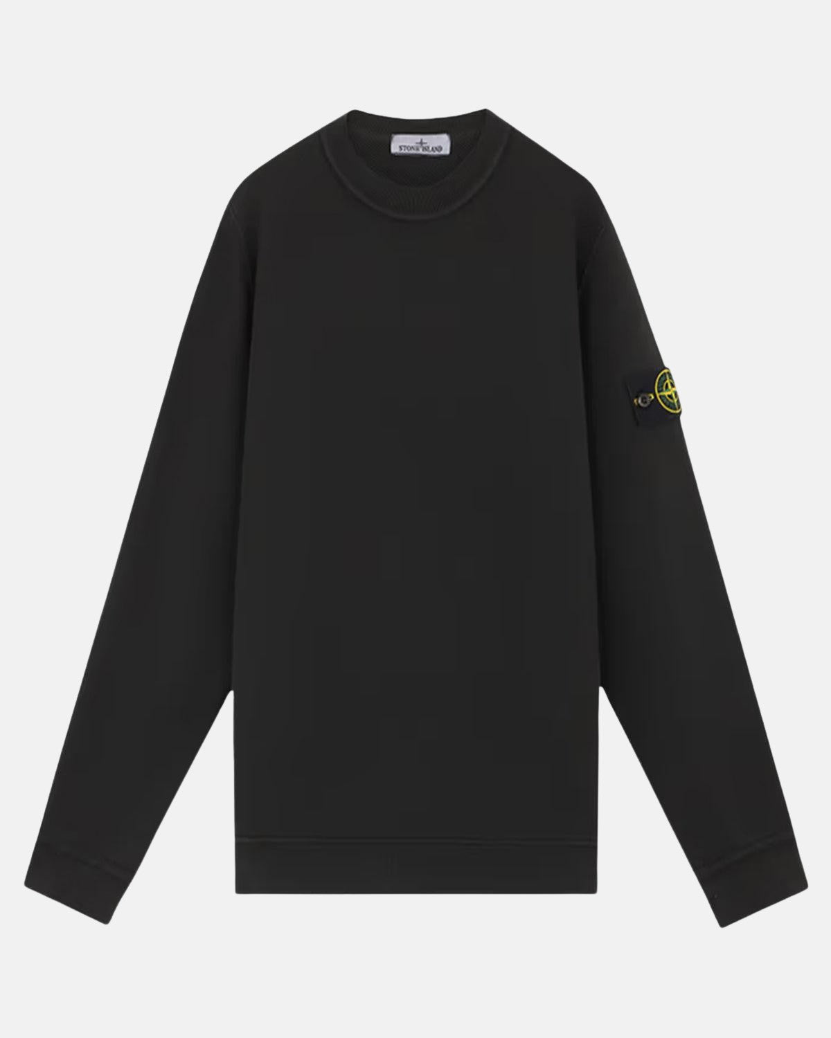 STONE ISLAND 61241 ORGANIC DIAGONAL FLEECE OLD EFFECT SWEATSHIRT BLACK | Studio DOS