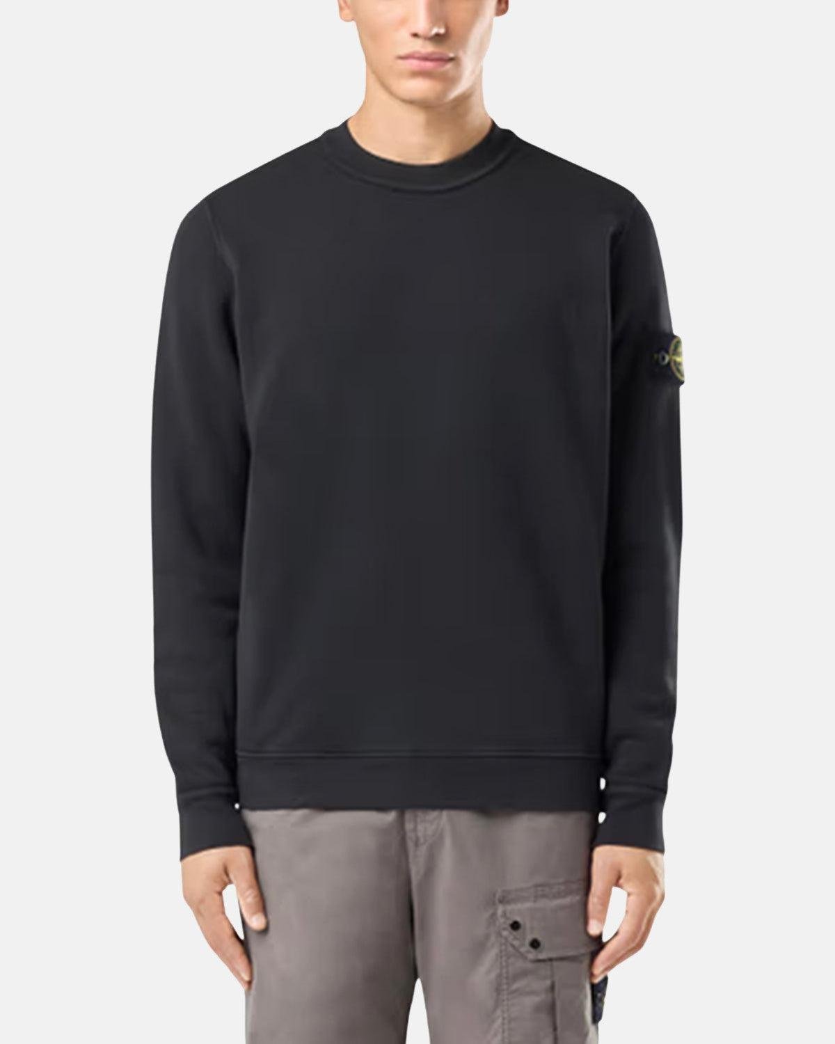 STONE ISLAND 61241 ORGANIC DIAGONAL FLEECE OLD EFFECT SWEATSHIRT BLACK | Studio DOS