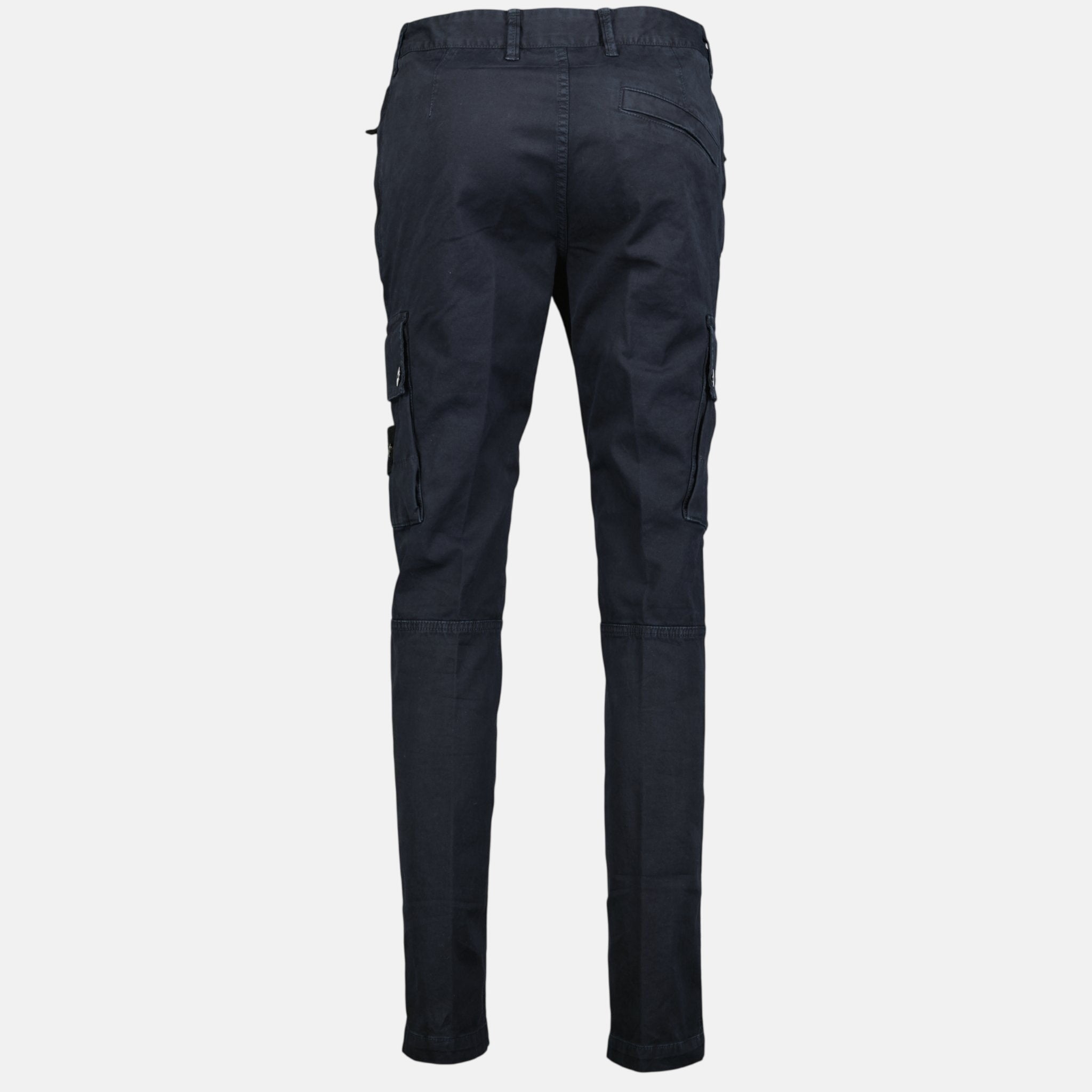 Stone Island Badge Cotton Cargo Trousers Navy | Studio DOS