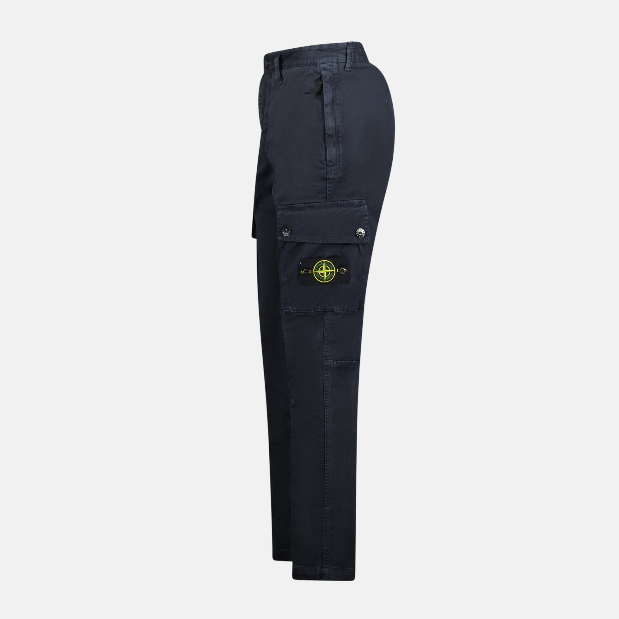 Stone Island Badge Cotton Cargo Trousers Navy | Studio DOS