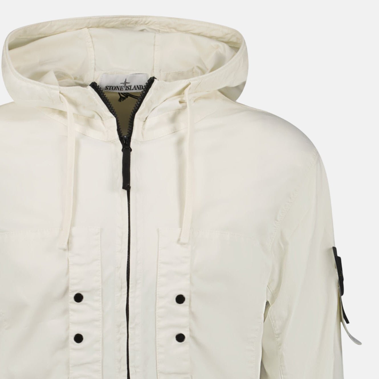 Stone Island Chest Pocket Hooded Jacket Ivory | Studio DOS