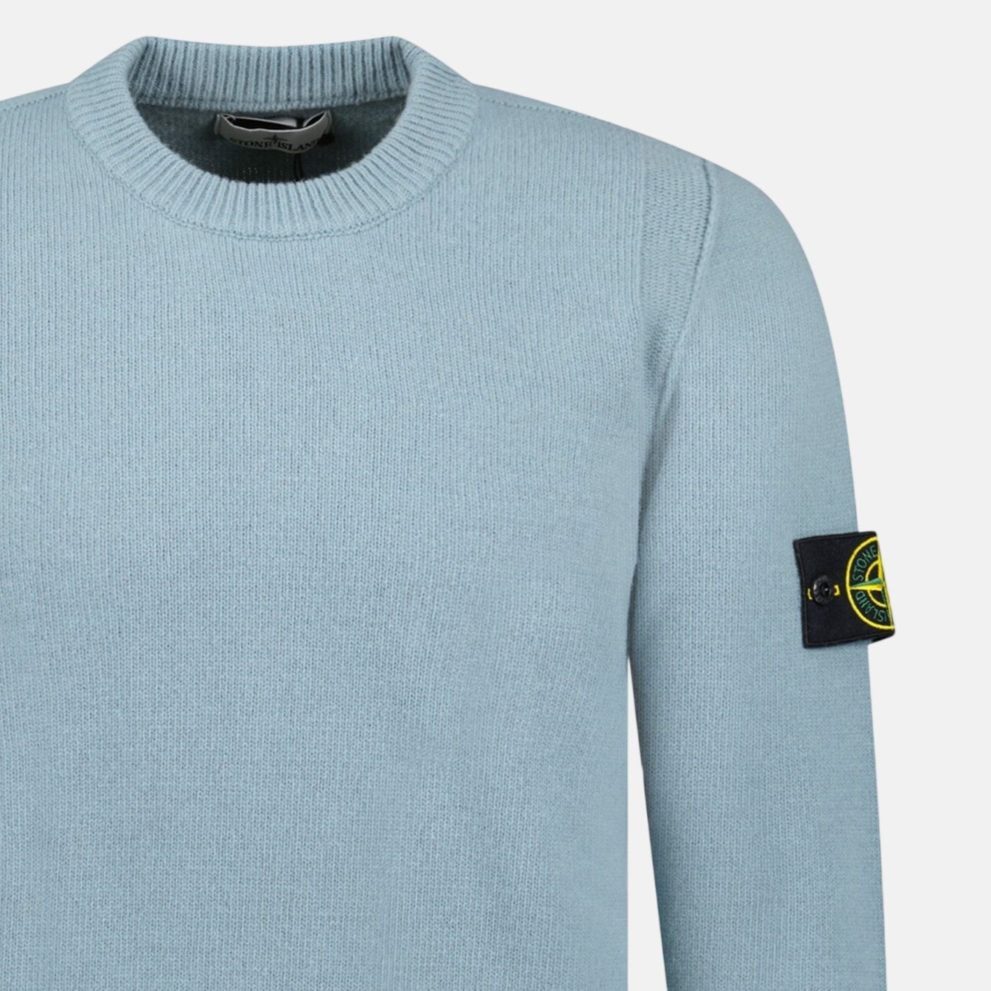 Stone Island Compass - Badge Knit Wool Jumper Green Grey | Studio DOS