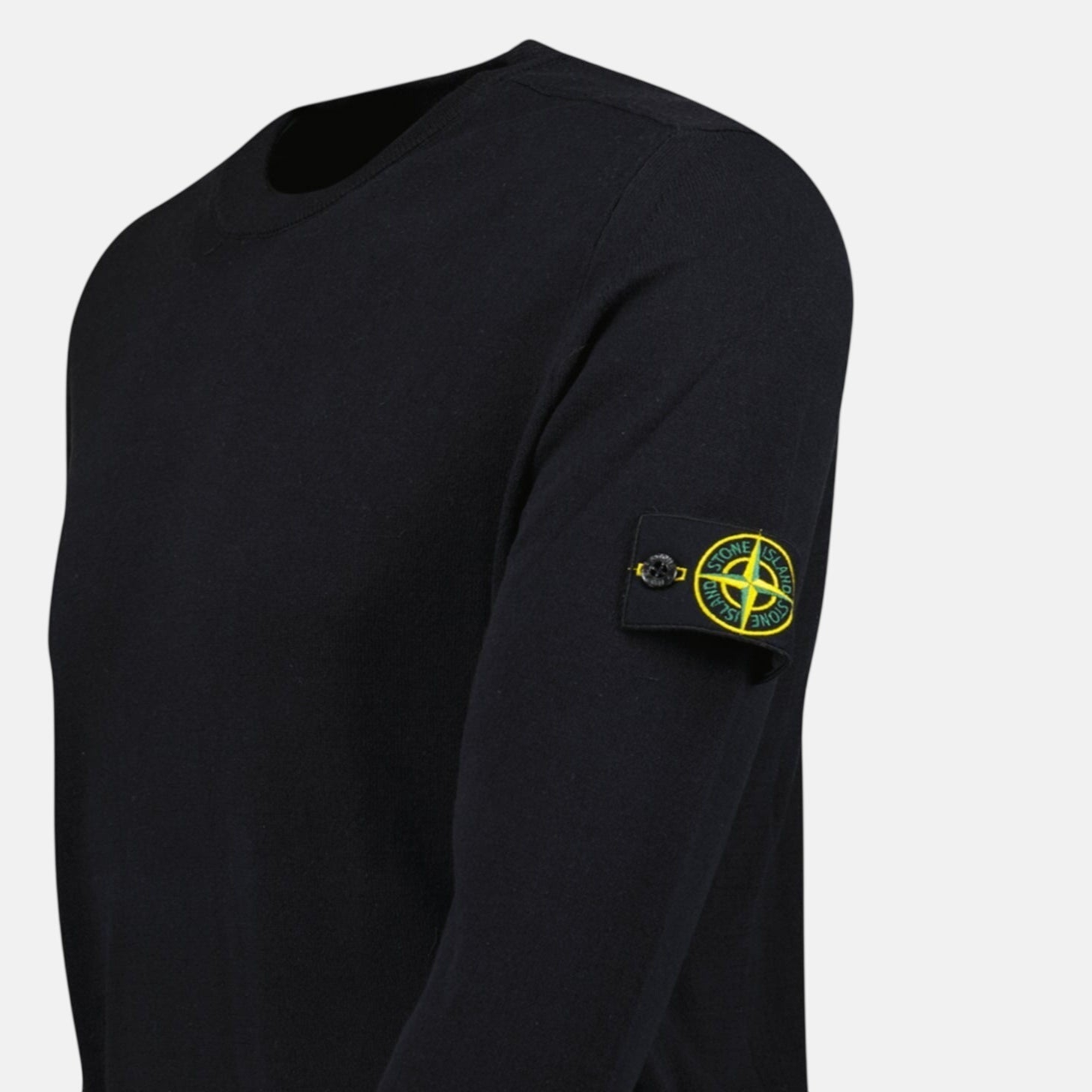 Stone Island Compass Badge Light Raw Hand Organic Cotton Jumper Navy | Studio DOS