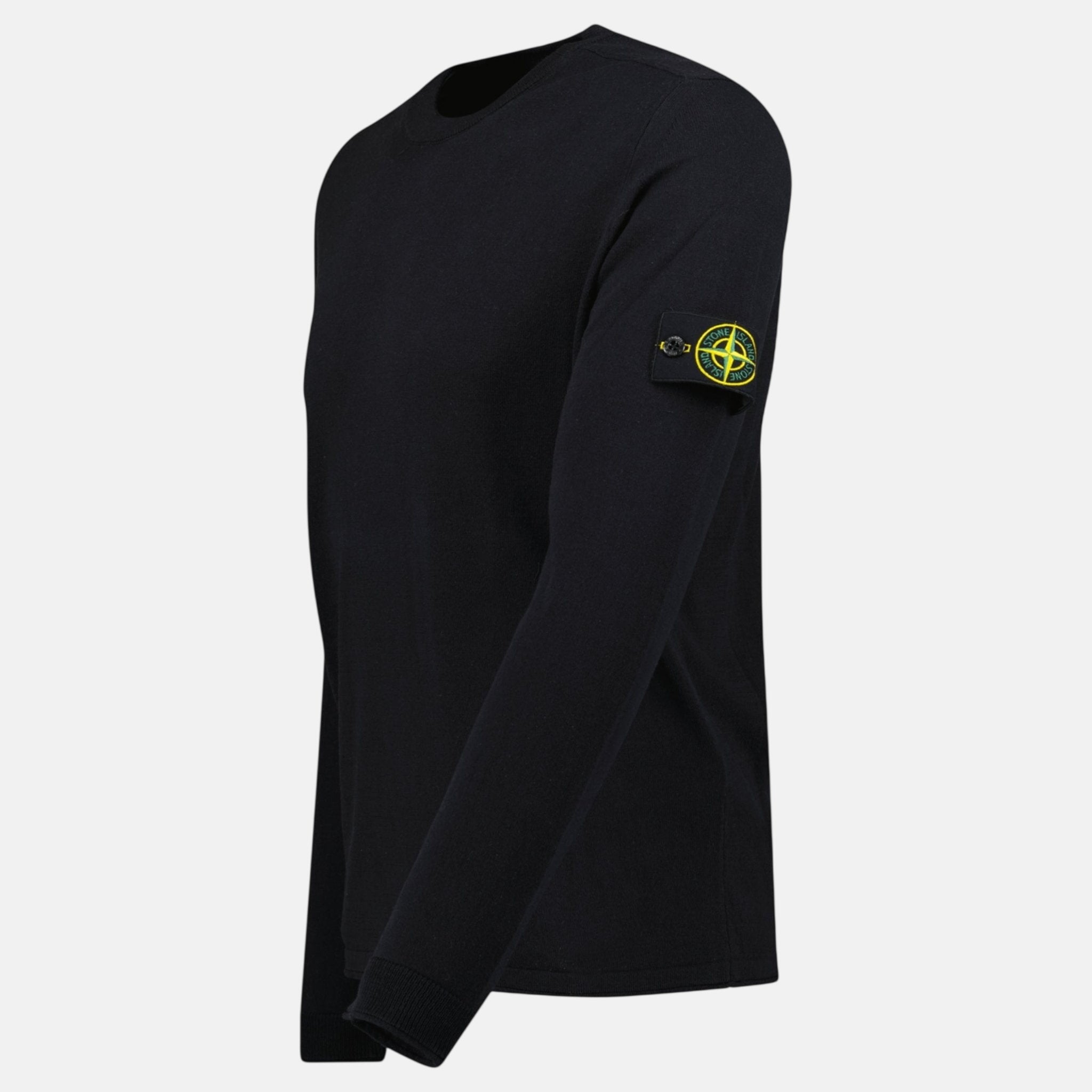 Stone Island Compass Badge Light Raw Hand Organic Cotton Jumper Navy | Studio DOS