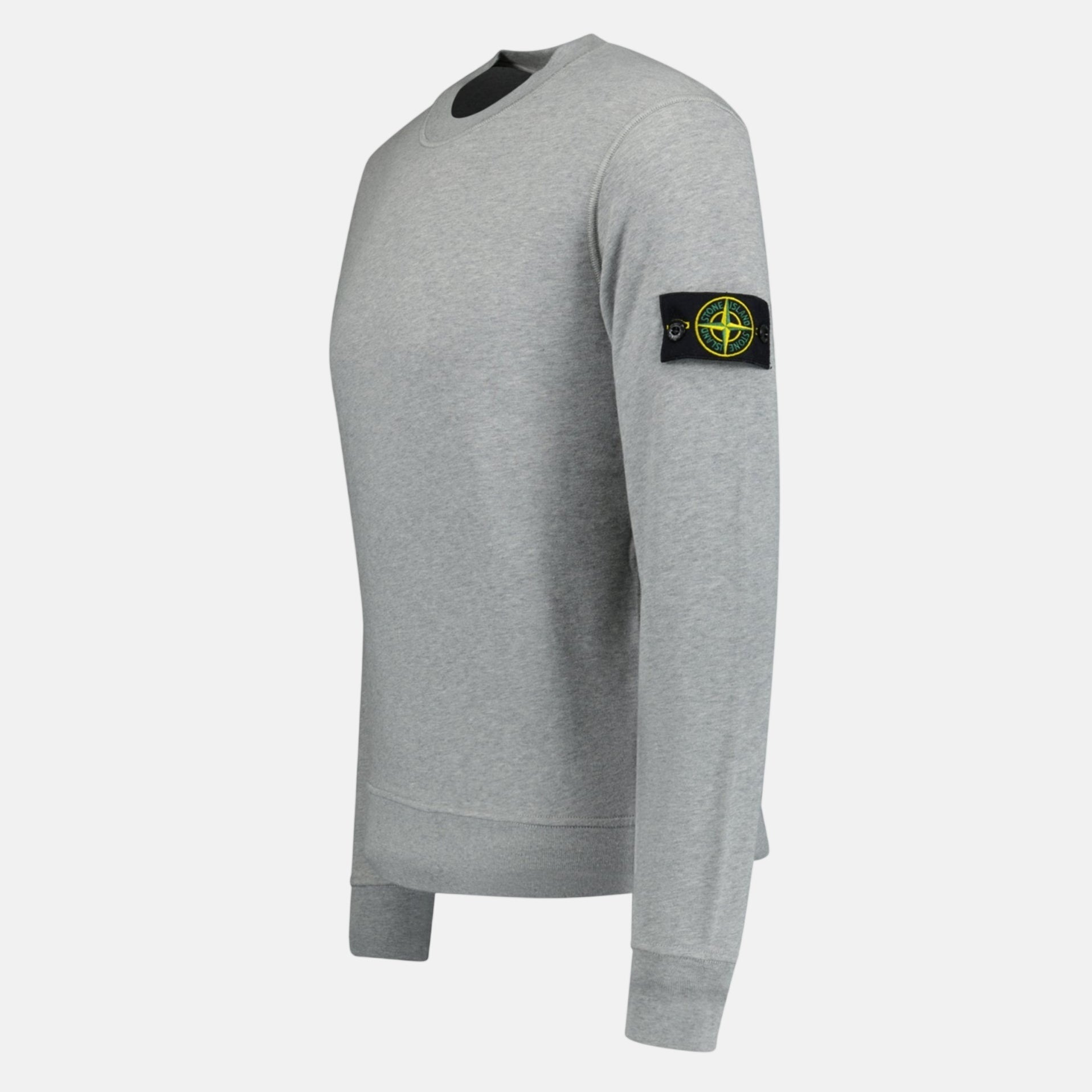 Stone Island Compass Badge Organic Cotton Crewneck Sweatshirt Grey | Studio DOS