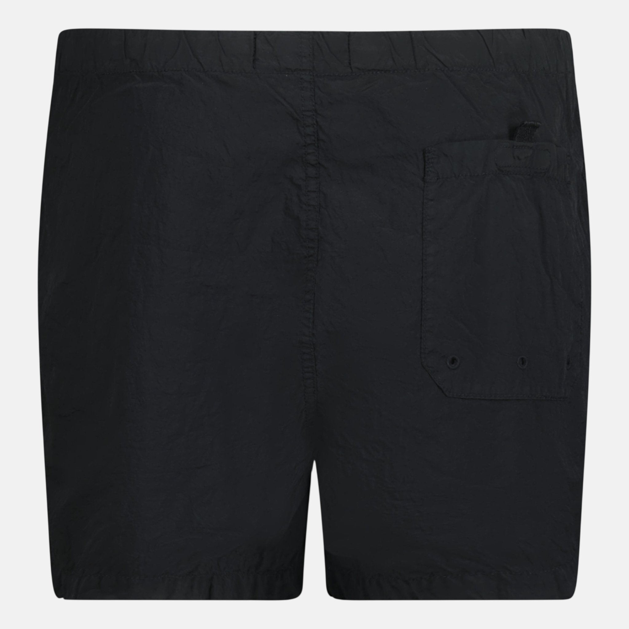 Stone Island Compass Button Chrome Swim Shorts Black | Studio DOS