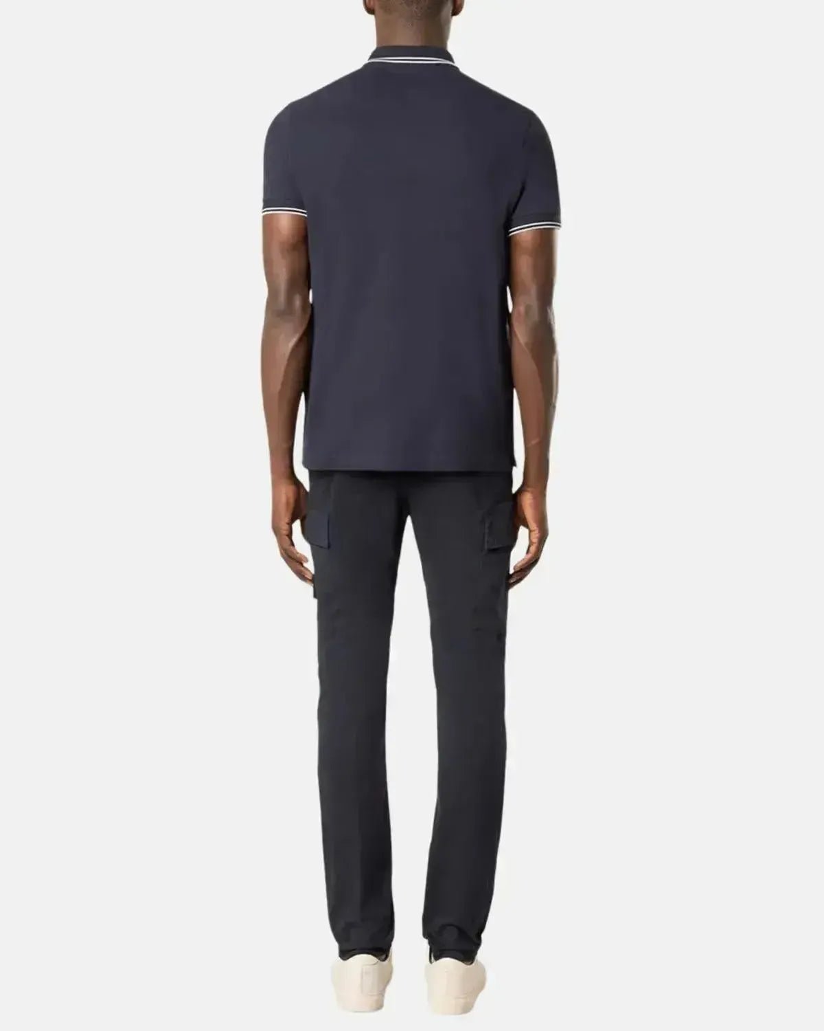 STONE ISLAND MENS 2200007 ORGANIC STRETCH COTTON TIPPED SLIM FIT POLO SHIRT NAVY | Studio DOS