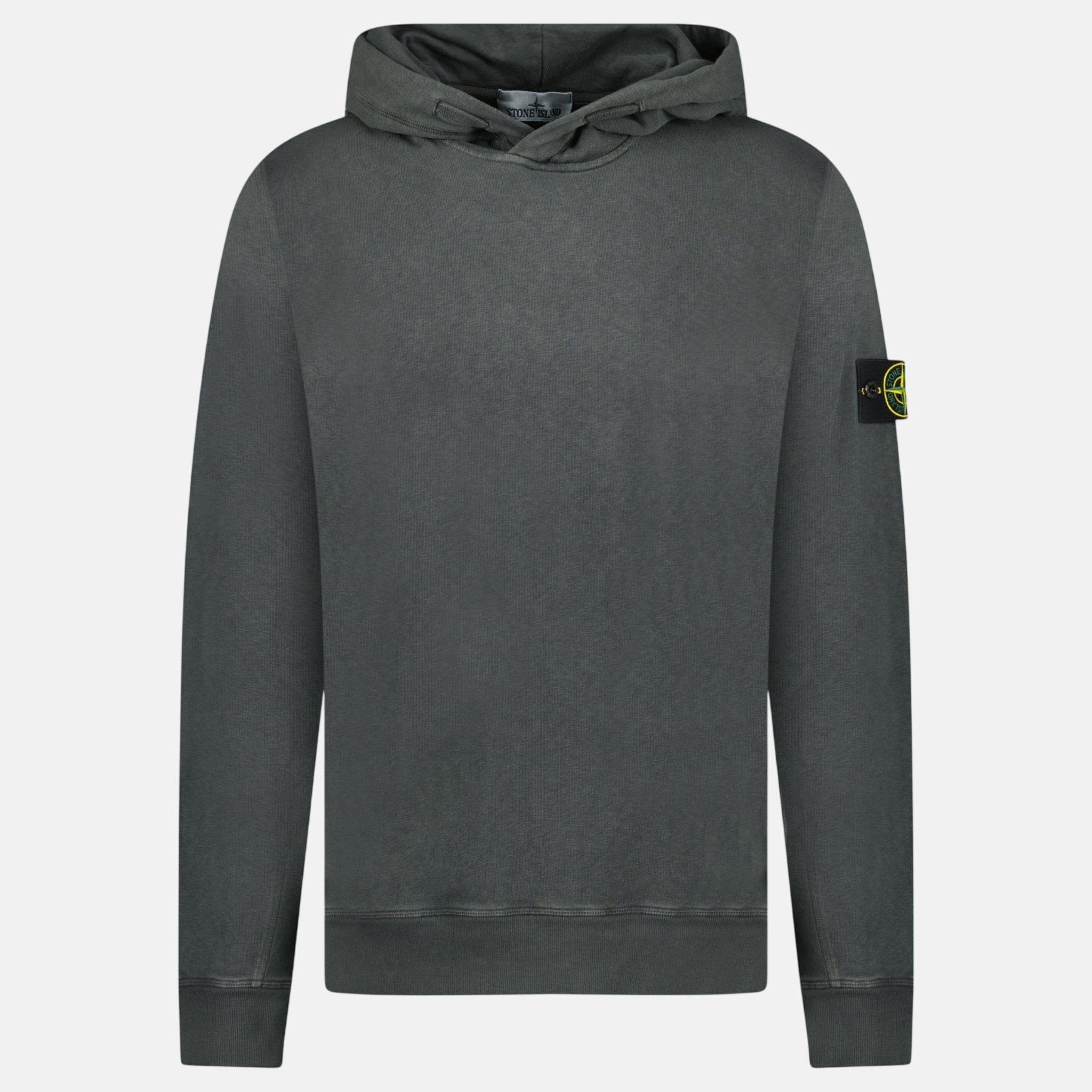 Stone Island ‘Old’ Treatment Hooded Sweatshirt Charcoal Grey | Studio DOS