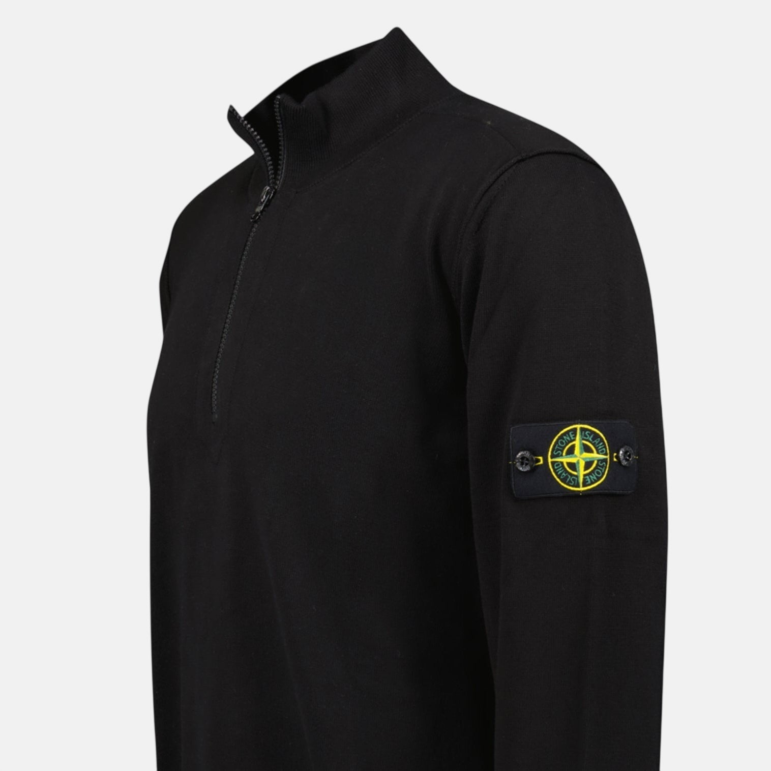 Stone Island Soft Cotton Quarter Zip Sweatshirt Black | Studio DOS