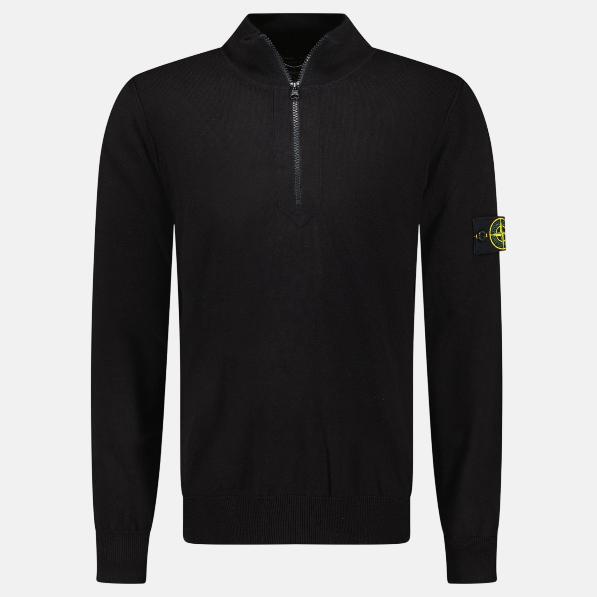 Stone Island Soft Cotton Quarter Zip Sweatshirt Black | Studio DOS