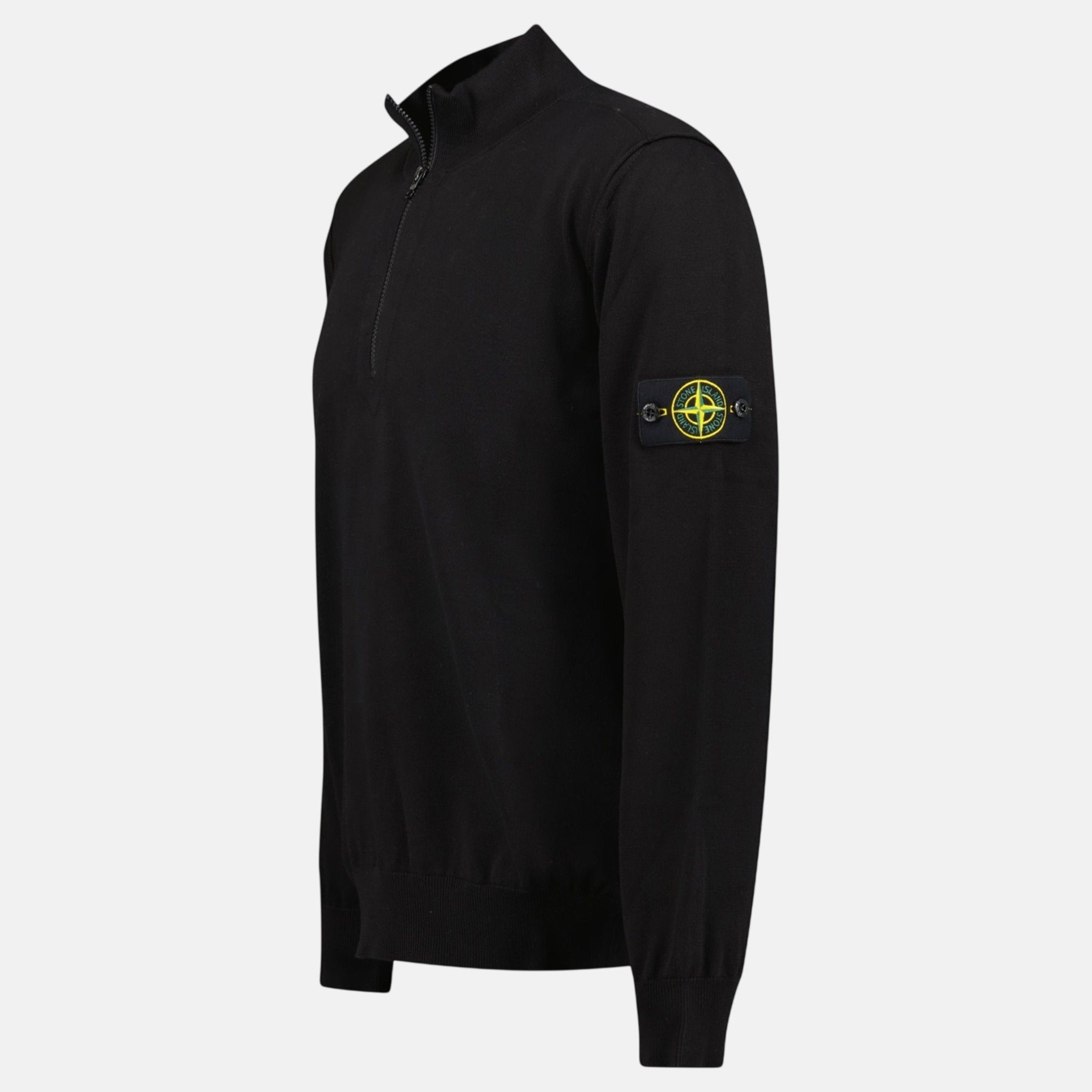 Stone Island Soft Cotton Quarter Zip Sweatshirt Black | Studio DOS