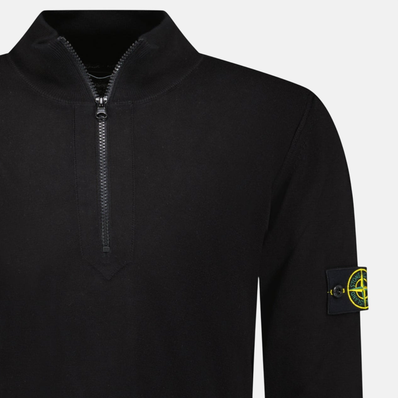 Stone Island Soft Cotton Quarter Zip Sweatshirt Black | Studio DOS