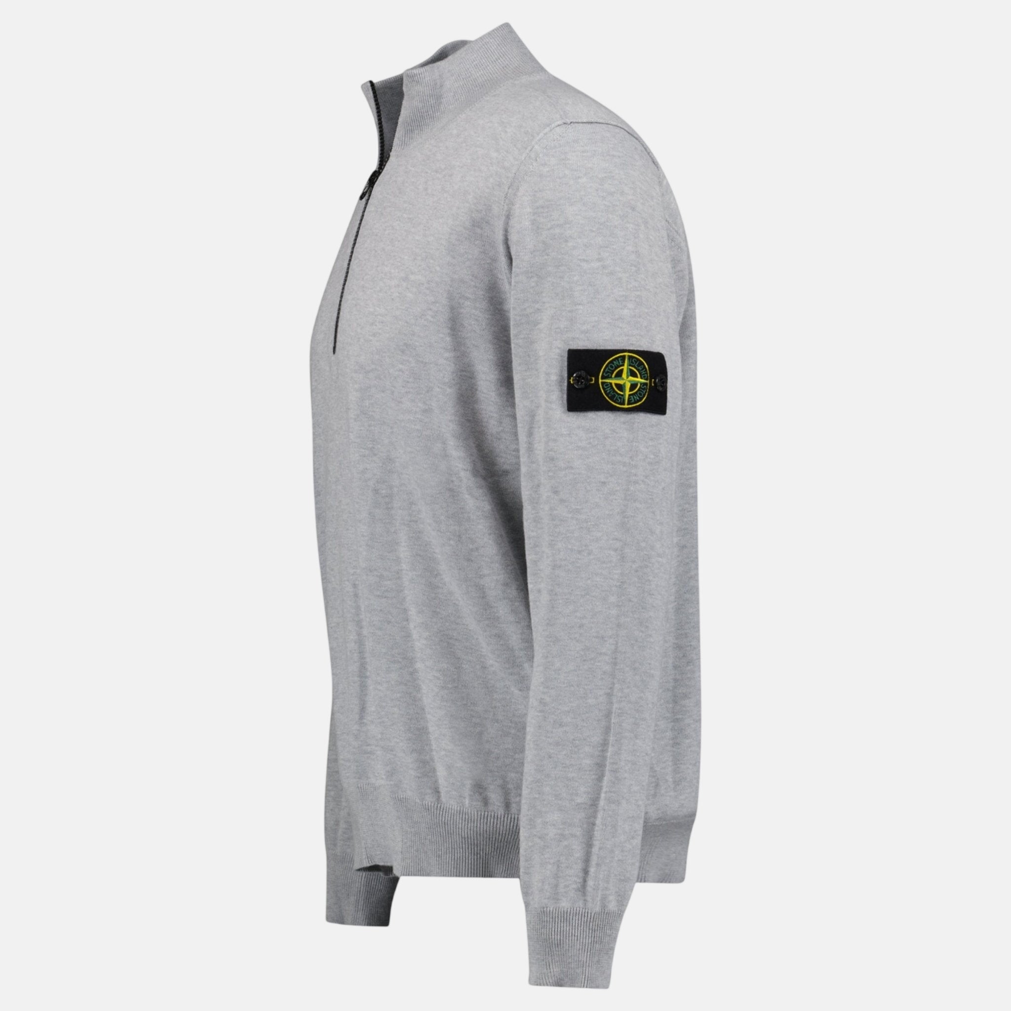 Stone Island Soft Cotton Quarter Zip Sweatshirt Grey | Studio DOS