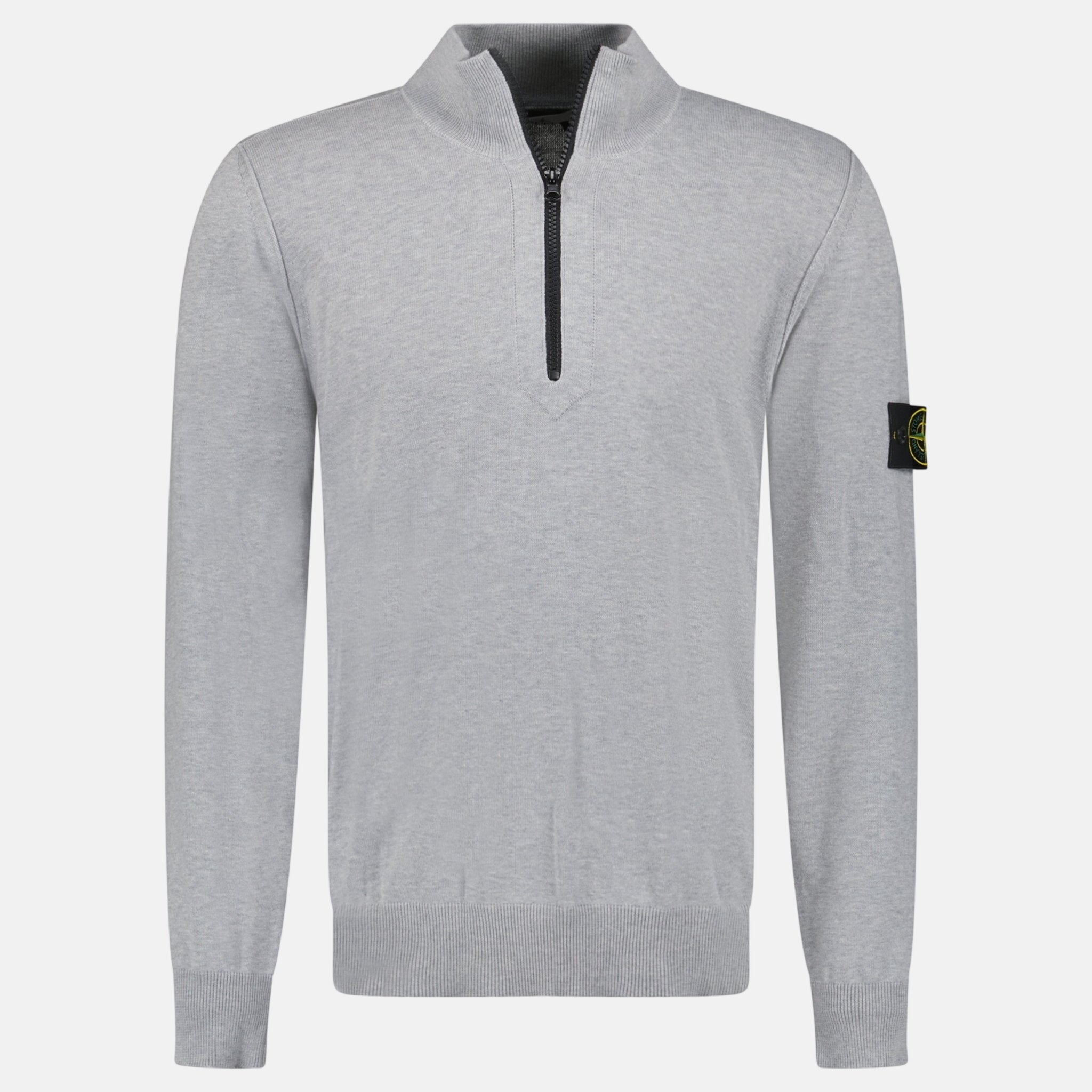 Stone Island Soft Cotton Quarter Zip Sweatshirt Grey | Studio DOS