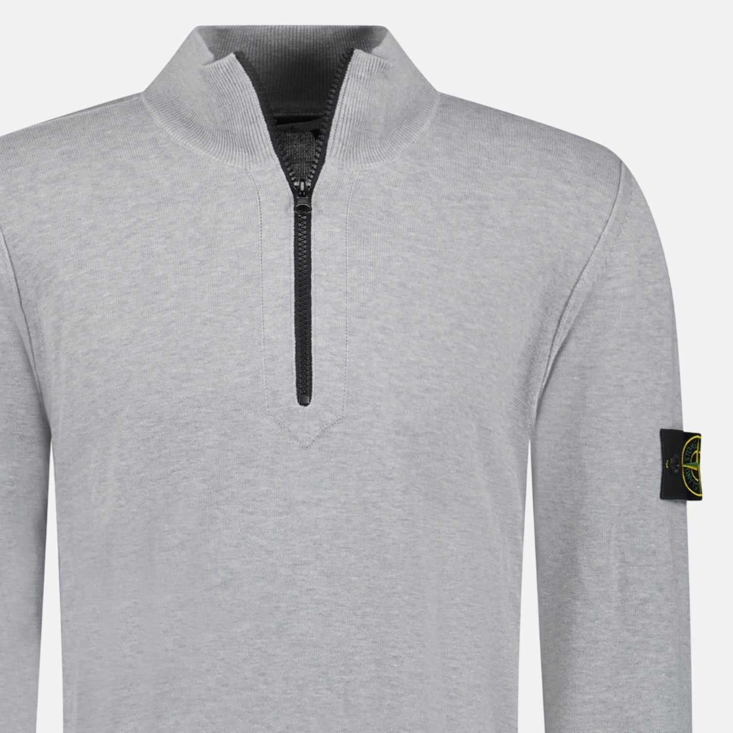 Stone Island Soft Cotton Quarter Zip Sweatshirt Grey | Studio DOS