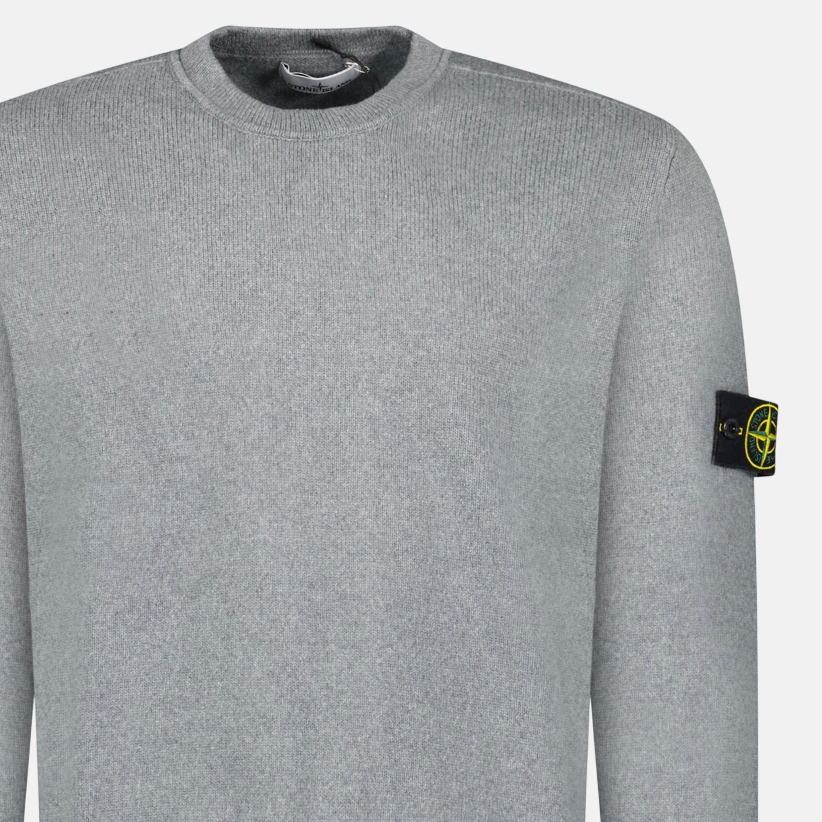 Stone Island Thick Knitted Compass - Badge Sweater Grey | Studio DOS