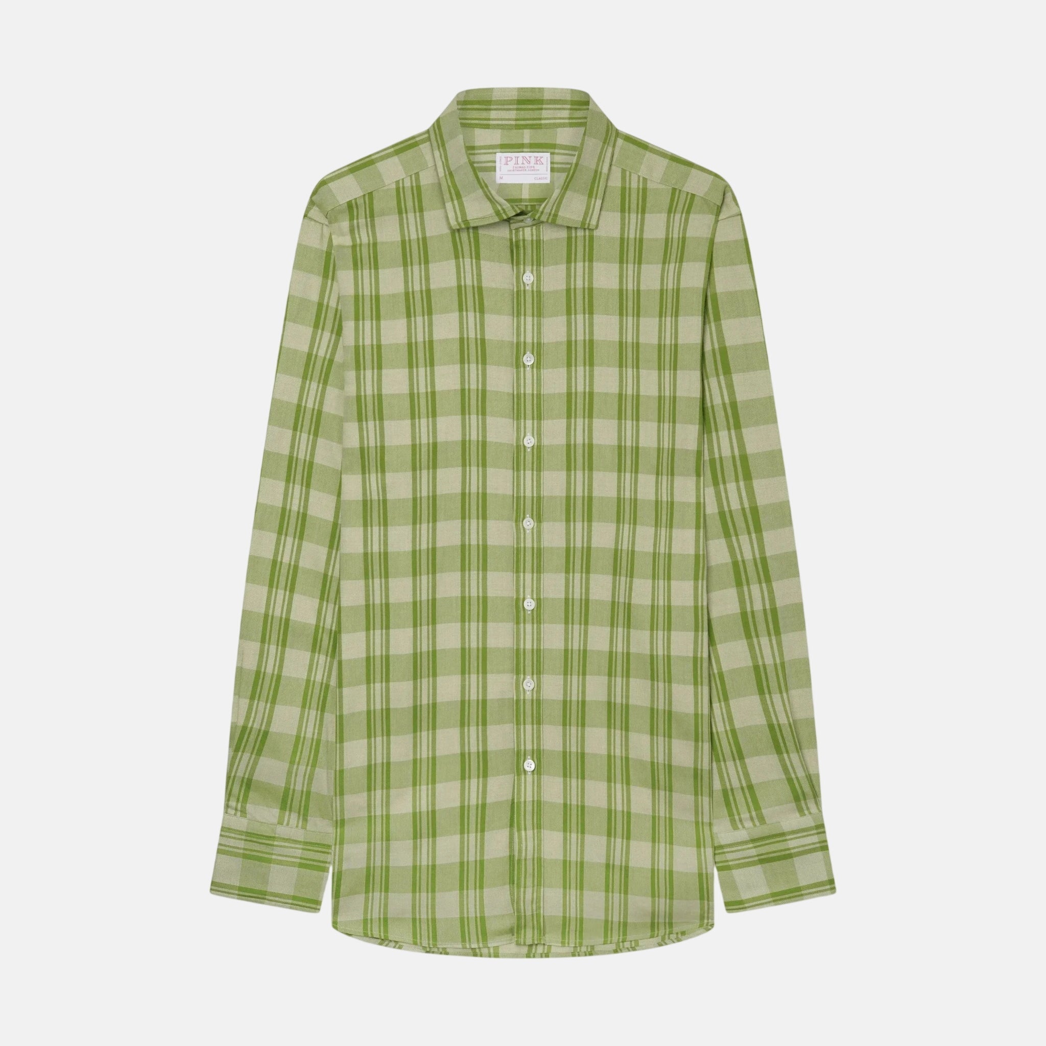 Thomas Pink Classic Fit Smart Casual Brushed Check Shirt Green | Studio DOS