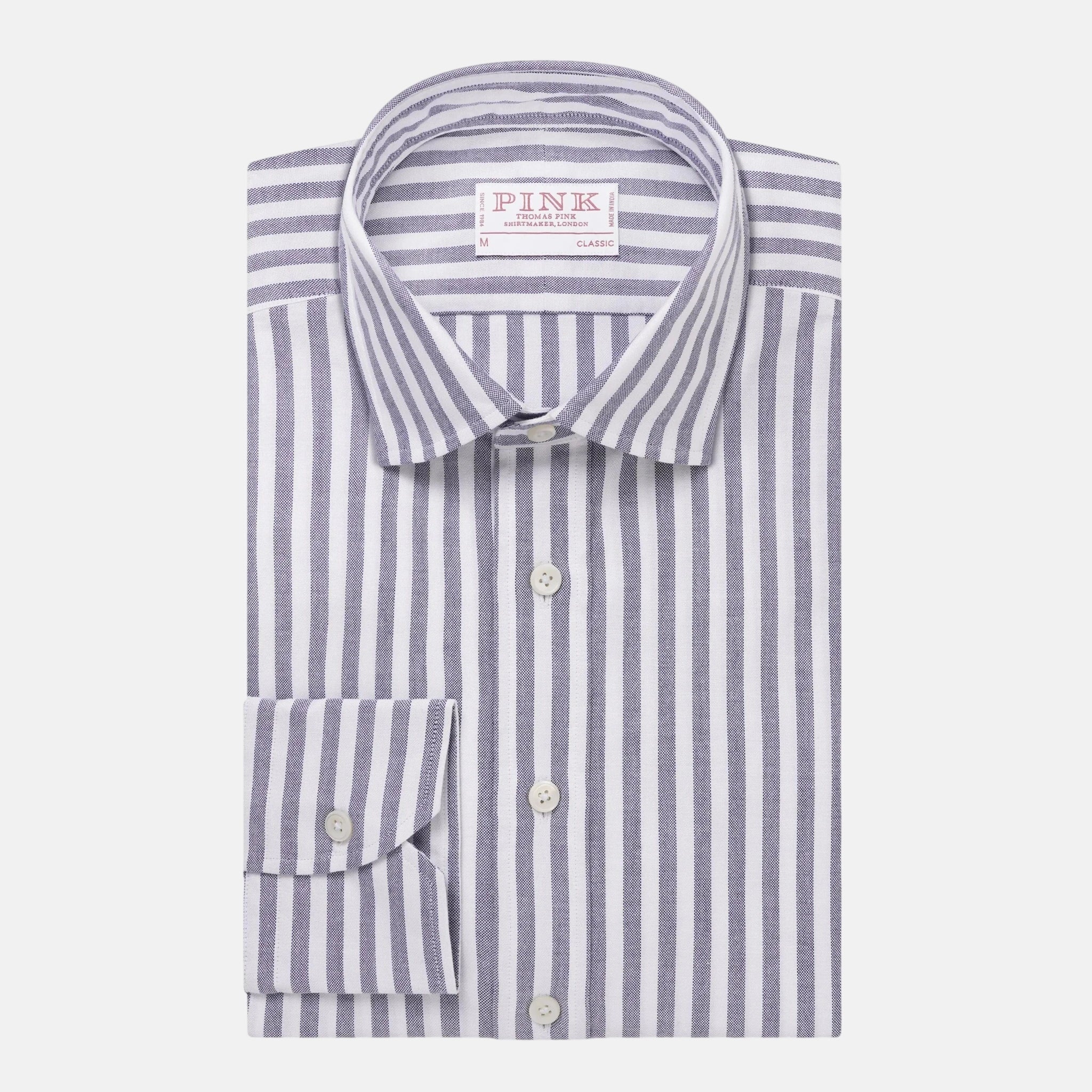 Thomas Pink Classic Fit Smart Casual Woven Stripe Shirt Grey | Studio DOS