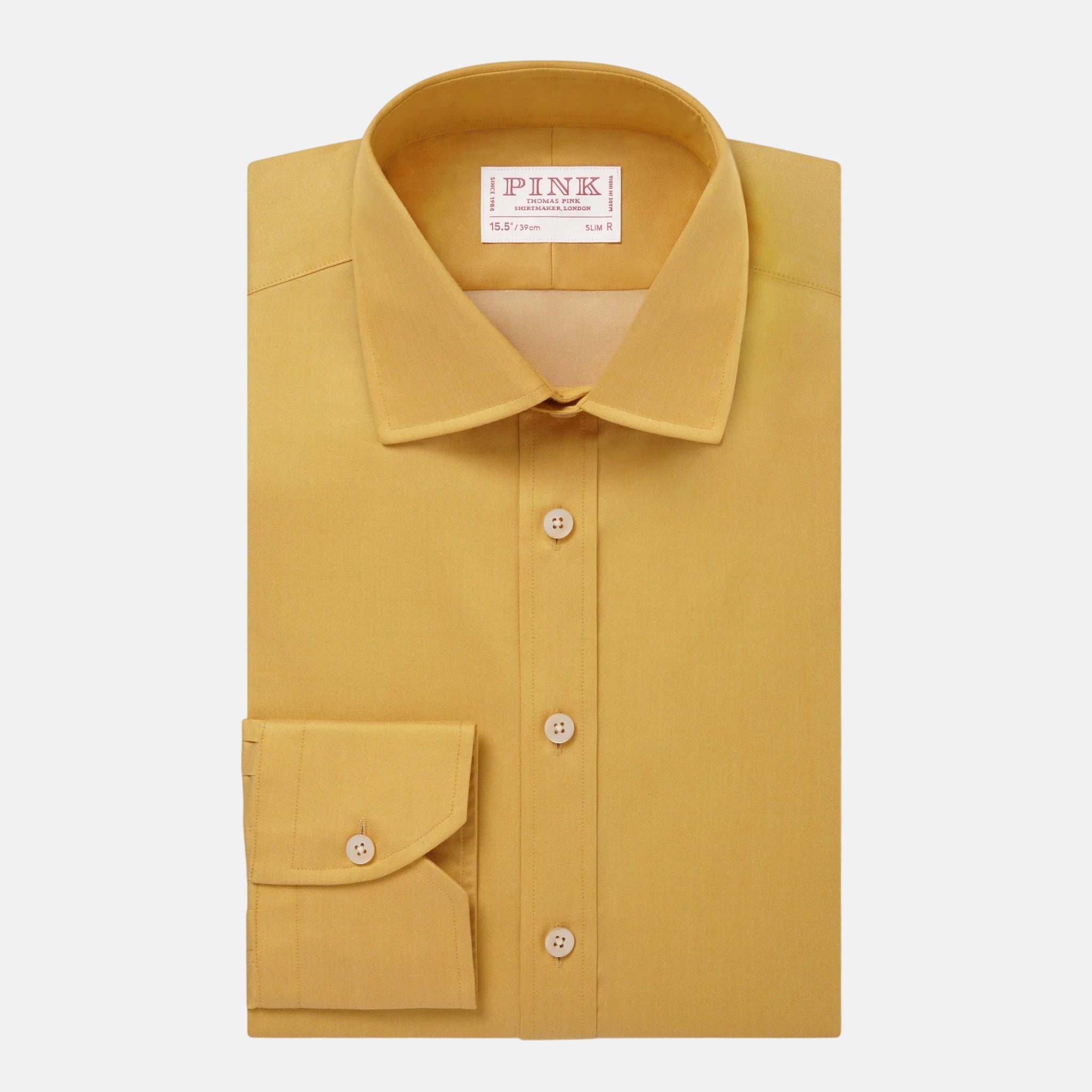 Thomas Pink Slim Fit Formal Solid Colour Twill Shirt Ochre | Studio DOS