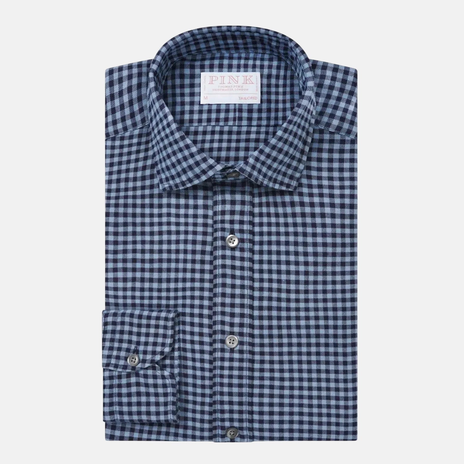Thomas Pink Tailored Fit Smart Casual Brushed Check Shirt Blue | Studio DOS