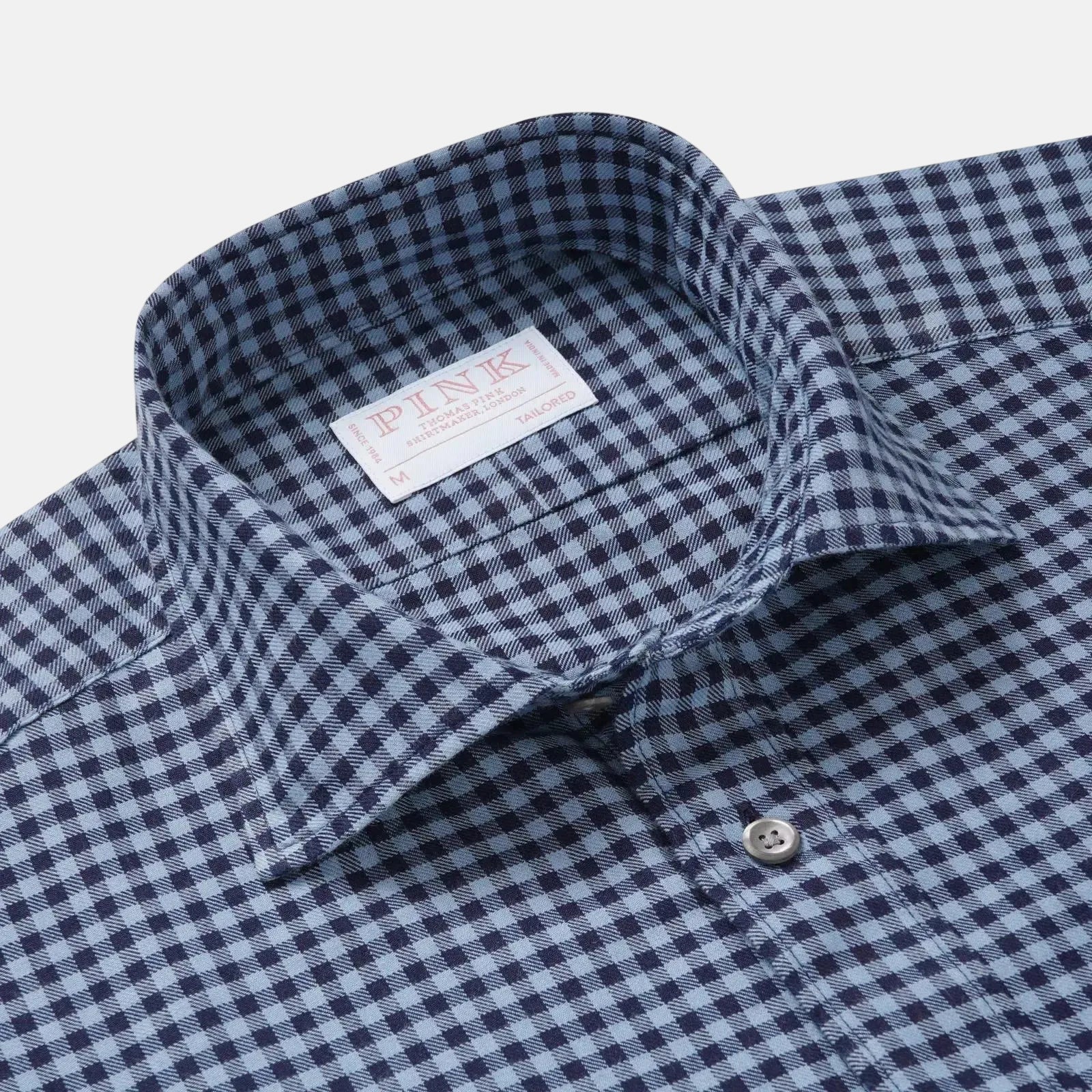 Thomas Pink Tailored Fit Smart Casual Brushed Check Shirt Blue | Studio DOS