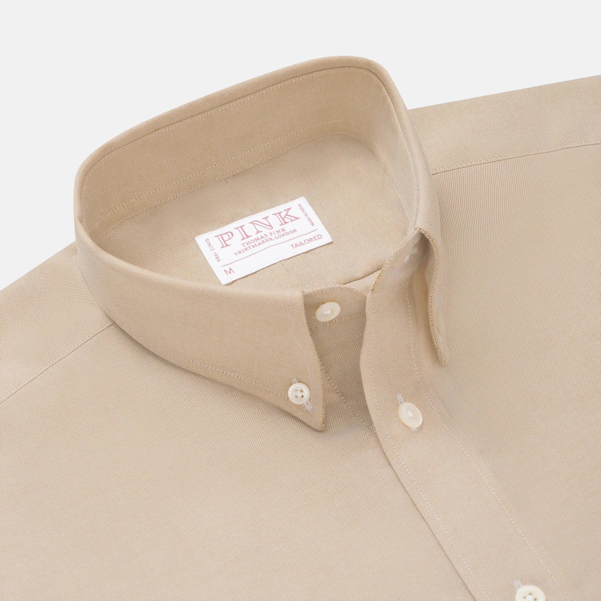 Thomas Pink Tailored Fit Smart Casual Contrast Oxford Shirt Beige | Studio DOS