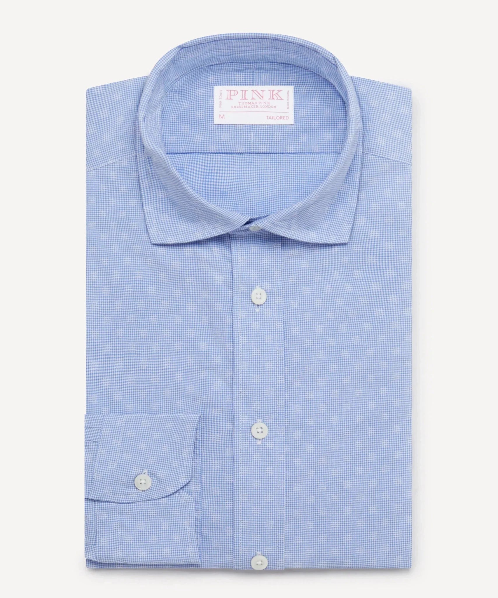 Thomas Pink Tailored Fit Smart Casual Micro Gingham Shirt Blue | Studio DOS