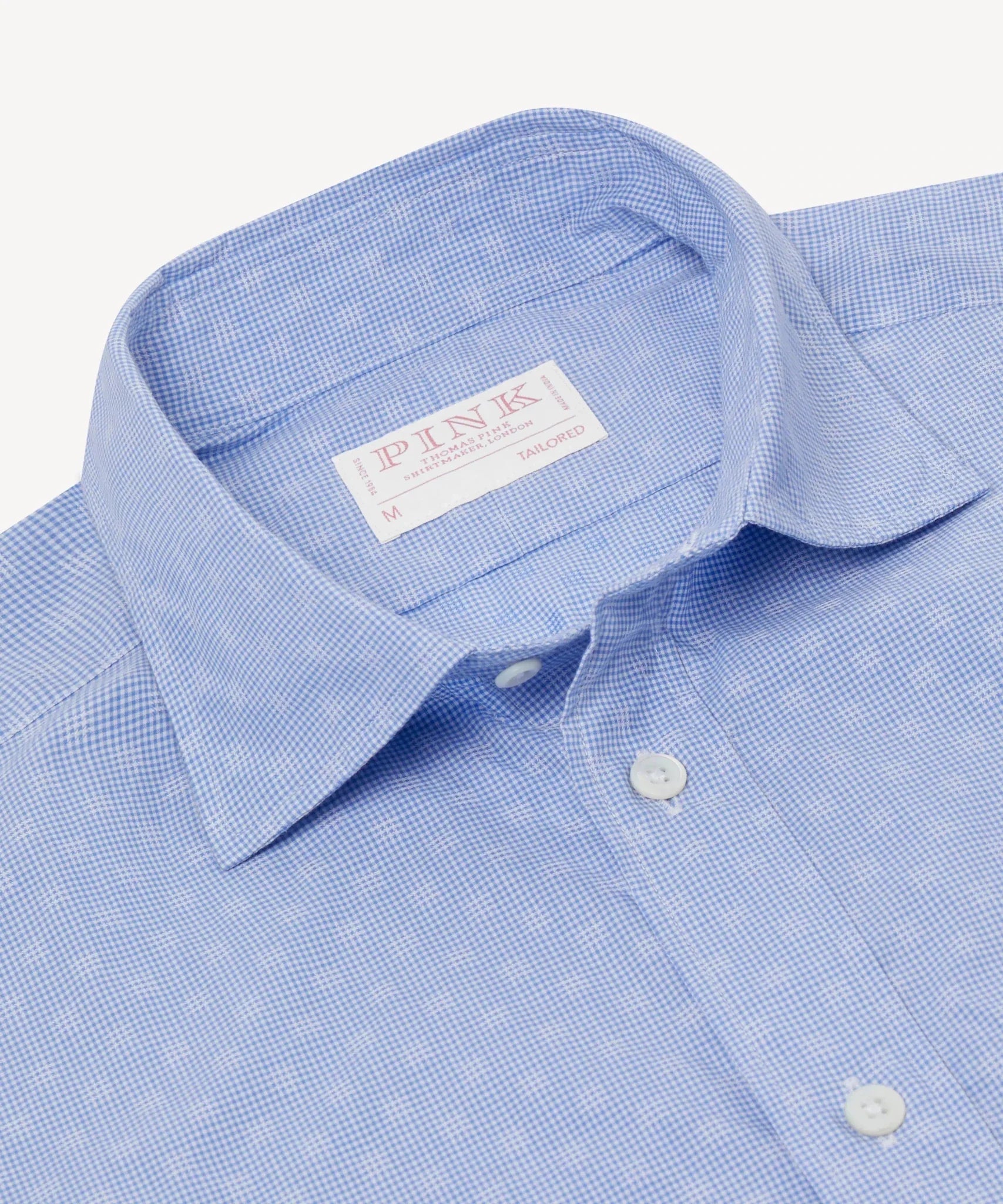 Thomas Pink Tailored Fit Smart Casual Micro Gingham Shirt Blue | Studio DOS