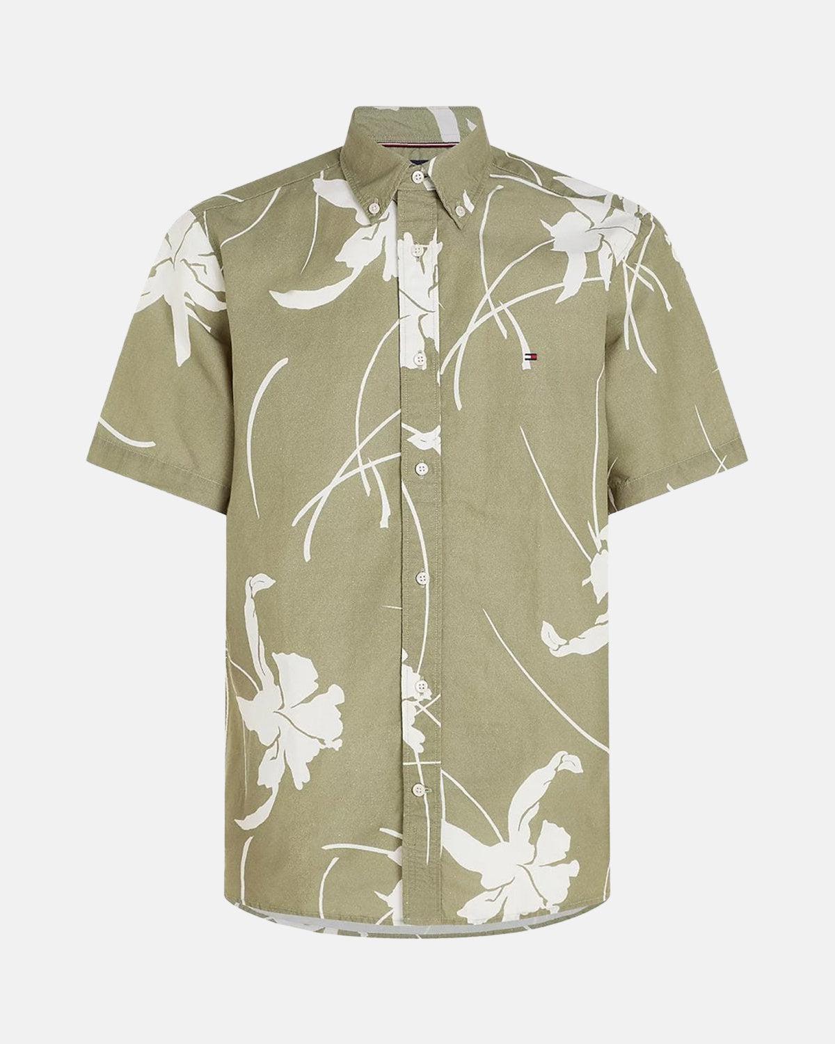 TOMMY HILFIGER TJ TROPICAL PRINT SHIRT FADED OLIVE | Studio DOS
