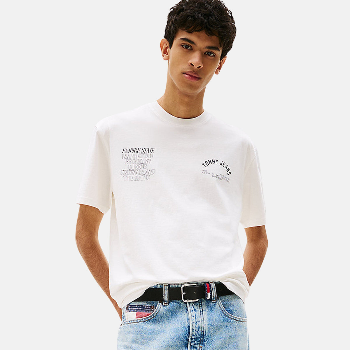 Tommy Jeans Mens Graphic Boroughs T-Shirt Ecru | Studio DOS