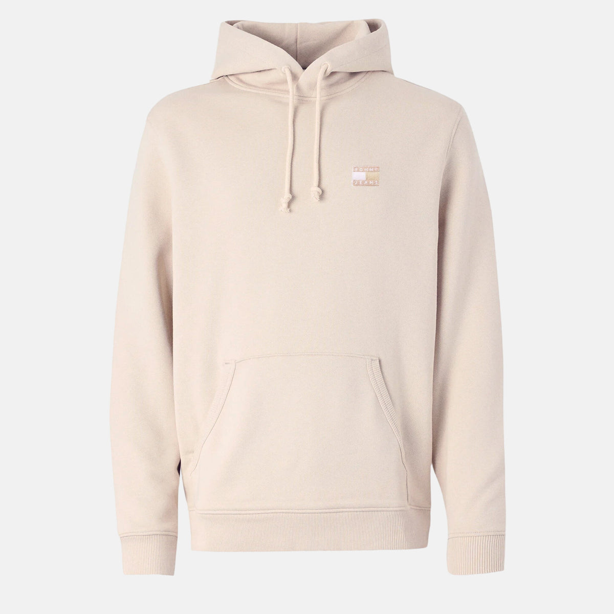 Tommy Jeans Mens Tonal Logo Badge Hoodie Oat Marl Heather | Studio DOS